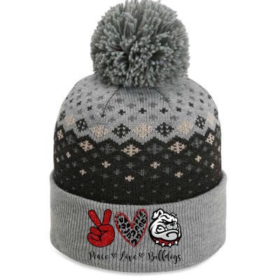 Peace Love Bulldogs The Baniff Cuffed Pom Beanie