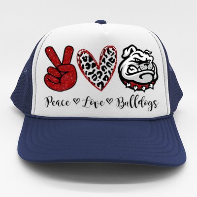 Peace Love Bulldogs Trucker Hat