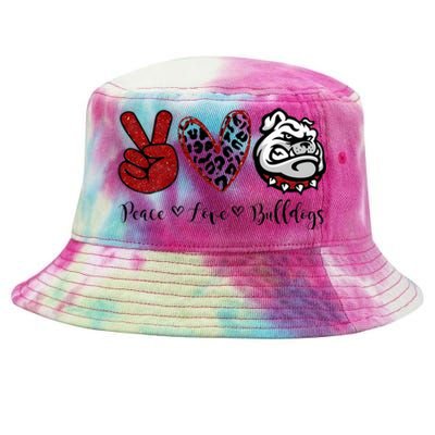 Peace Love Bulldogs Tie-Dyed Bucket Hat