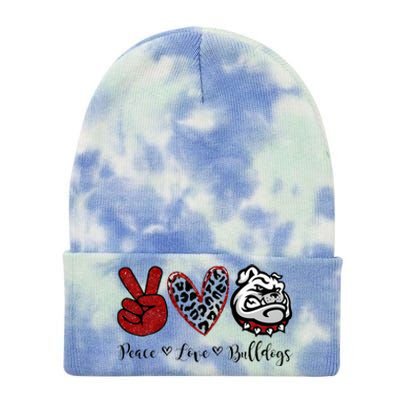 Peace Love Bulldogs Tie Dye 12in Knit Beanie