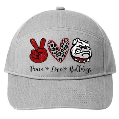 Peace Love Bulldogs 7-Panel Snapback Hat