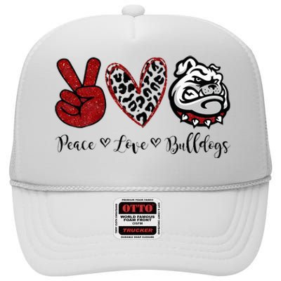 Peace Love Bulldogs High Crown Mesh Back Trucker Hat