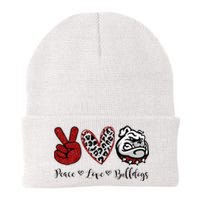 Peace Love Bulldogs Knit Cap Winter Beanie