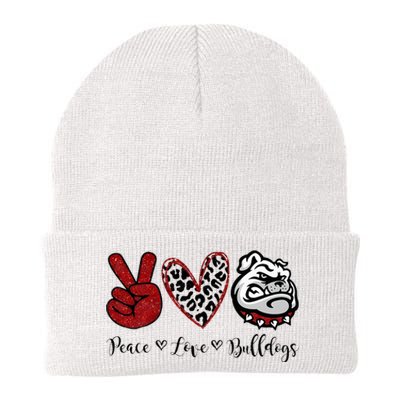 Peace Love Bulldogs Knit Cap Winter Beanie