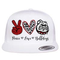 Peace Love Bulldogs Flat Bill Trucker Hat