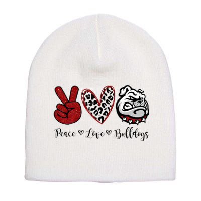 Peace Love Bulldogs Short Acrylic Beanie