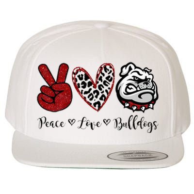 Peace Love Bulldogs Wool Snapback Cap