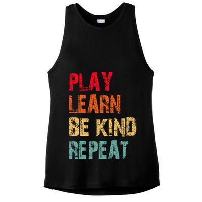 Play Learn Be Kind Repeat No Bullies Choose Kindness Retro Ladies PosiCharge Tri-Blend Wicking Tank
