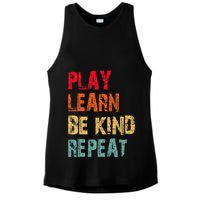Play Learn Be Kind Repeat No Bullies Choose Kindness Retro Ladies PosiCharge Tri-Blend Wicking Tank
