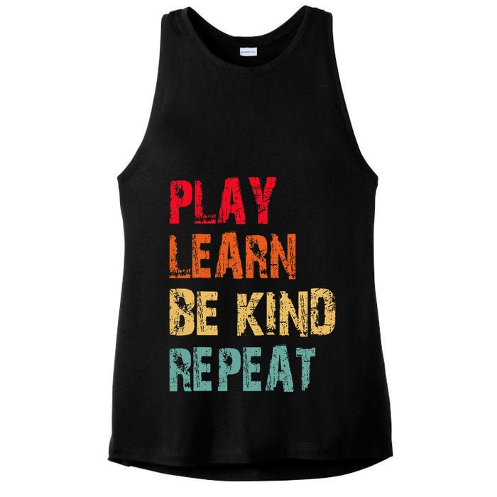 Play Learn Be Kind Repeat No Bullies Choose Kindness Retro Ladies PosiCharge Tri-Blend Wicking Tank