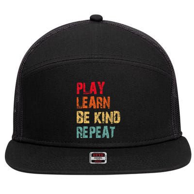 Play Learn Be Kind Repeat No Bullies Choose Kindness Retro 7 Panel Mesh Trucker Snapback Hat