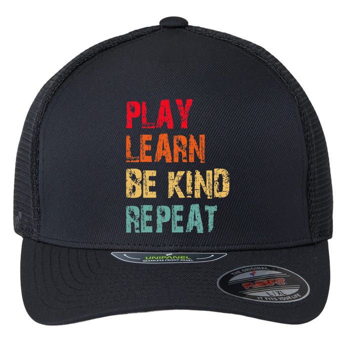 Play Learn Be Kind Repeat No Bullies Choose Kindness Retro Flexfit Unipanel Trucker Cap