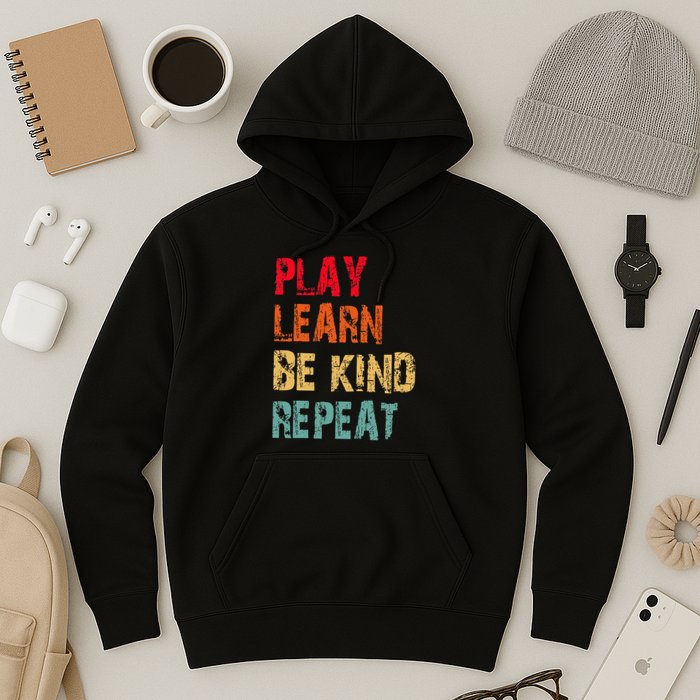 Play Learn Be Kind Repeat No Bullies Choose Kindness Retro Hoodie
