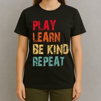 Play Learn Be Kind Repeat No Bullies Choose Kindness Retro T-Shirt