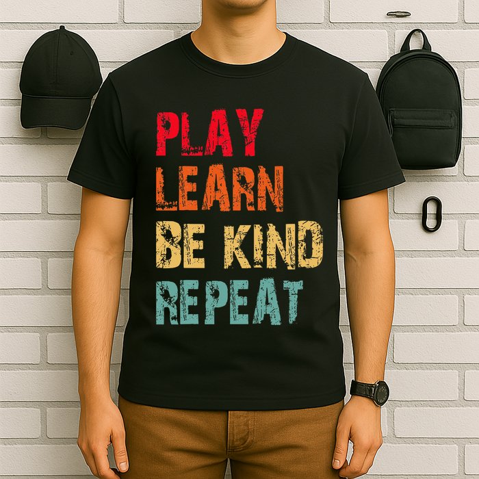 Play Learn Be Kind Repeat No Bullies Choose Kindness Retro T-Shirt