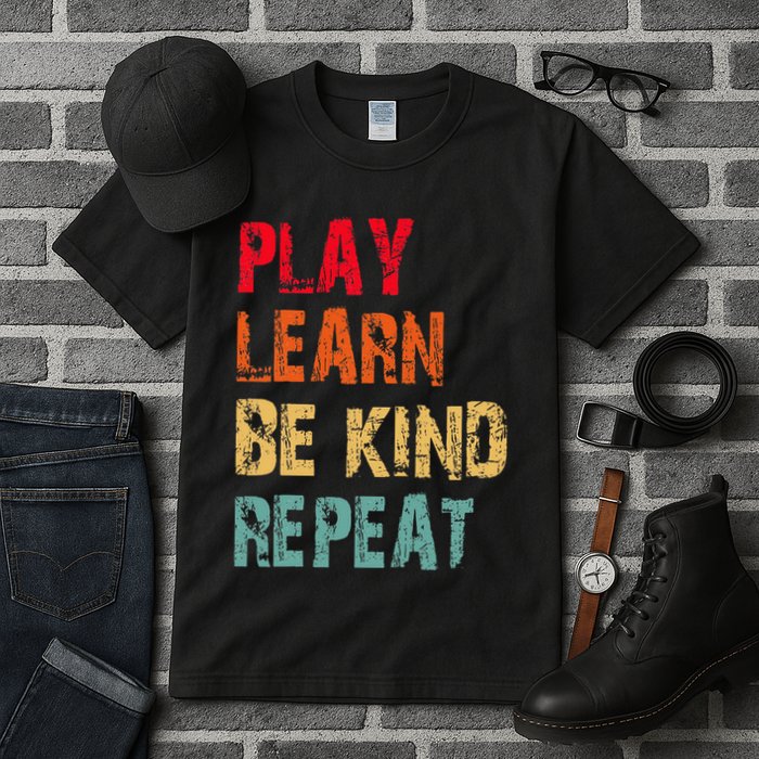 Play Learn Be Kind Repeat No Bullies Choose Kindness Retro Tall T-Shirt