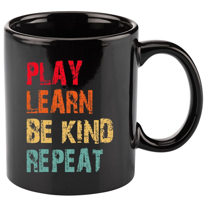 Play Learn Be Kind Repeat No Bullies Choose Kindness Retro 11oz C Handle Ceramic Mug