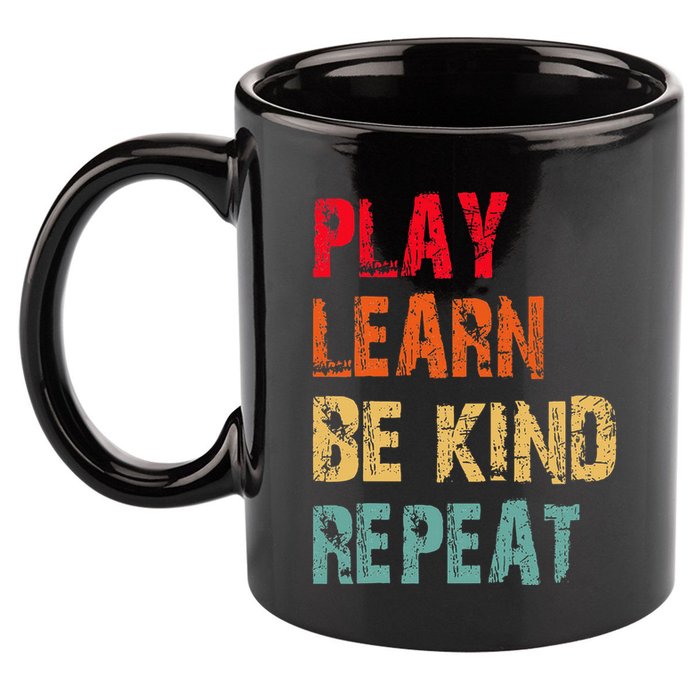 Play Learn Be Kind Repeat No Bullies Choose Kindness Retro 11oz C Handle Ceramic Mug