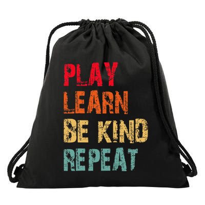 Play Learn Be Kind Repeat No Bullies Choose Kindness Retro Drawstring Bag