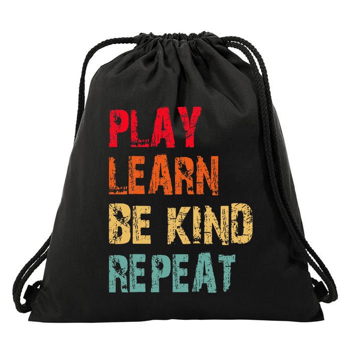Play Learn Be Kind Repeat No Bullies Choose Kindness Retro Drawstring Bag