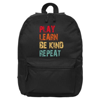 Play Learn Be Kind Repeat No Bullies Choose Kindness Retro 16 in Basic Backpack