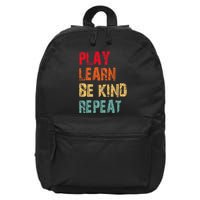 Play Learn Be Kind Repeat No Bullies Choose Kindness Retro 16 in Basic Backpack