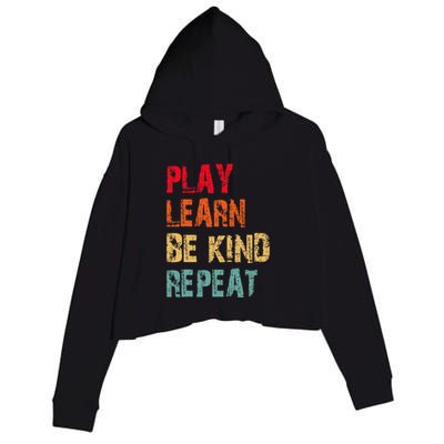 Play Learn Be Kind Repeat No Bullies Choose Kindness Retro Crop Fleece Hoodie