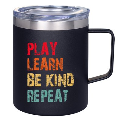 Play Learn Be Kind Repeat No Bullies Choose Kindness Retro 12oz Stainless Steel Coffee Mug