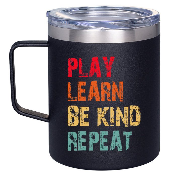 Play Learn Be Kind Repeat No Bullies Choose Kindness Retro 12oz Stainless Steel Coffee Mug