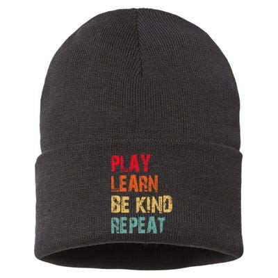 Play Learn Be Kind Repeat No Bullies Choose Kindness Retro Sustainable Knit Beanie