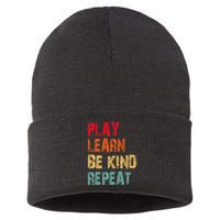 Play Learn Be Kind Repeat No Bullies Choose Kindness Retro Sustainable Knit Beanie