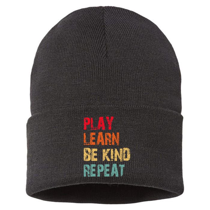 Play Learn Be Kind Repeat No Bullies Choose Kindness Retro Sustainable Knit Beanie