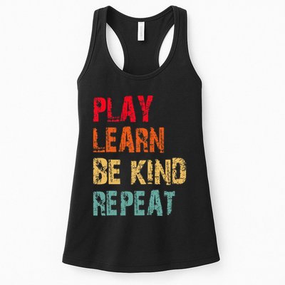 Play Learn Be Kind Repeat No Bullies Choose Kindness Retro Womens Tank Top