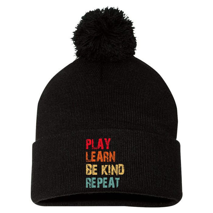 Play Learn Be Kind Repeat No Bullies Choose Kindness Retro Pom Pom 12in Knit Beanie