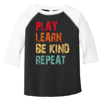 Play Learn Be Kind Repeat No Bullies Choose Kindness Retro Toddler Fine Jersey T-Shirt