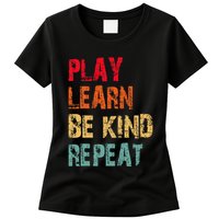Play Learn Be Kind Repeat No Bullies Choose Kindness Retro Womens T-Shirt
