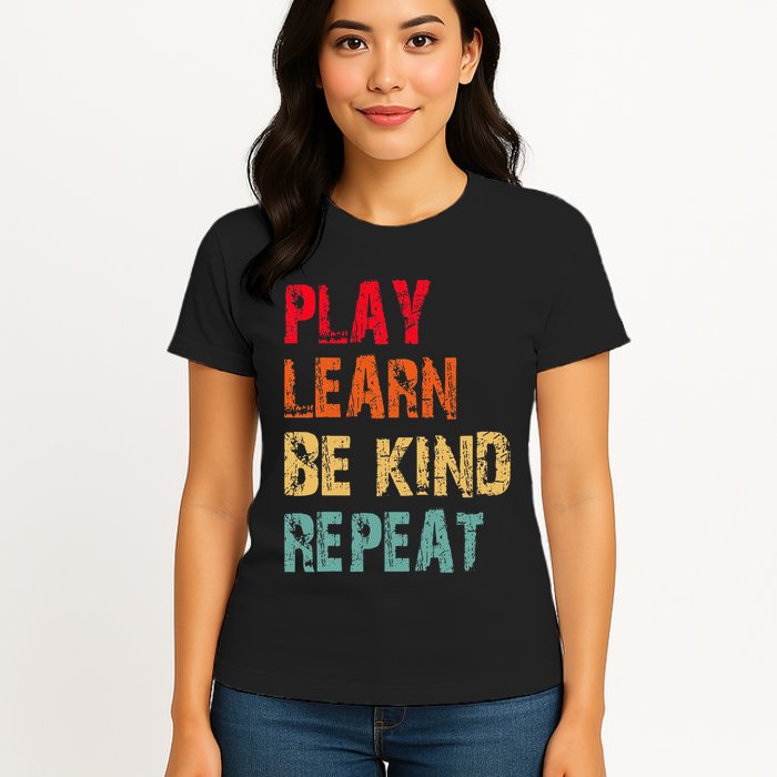 Play Learn Be Kind Repeat No Bullies Choose Kindness Retro Womens T-Shirt