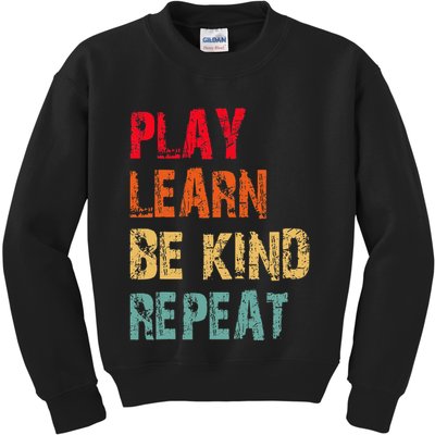Play Learn Be Kind Repeat No Bullies Choose Kindness Retro Kids Sweatshirt
