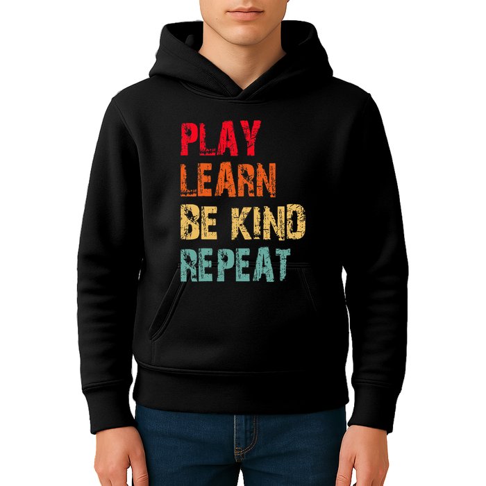 Play Learn Be Kind Repeat No Bullies Choose Kindness Retro Kids Hoodie