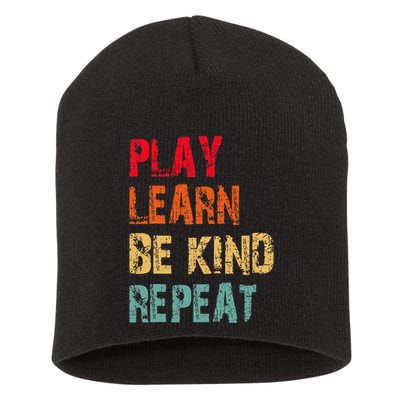 Play Learn Be Kind Repeat No Bullies Choose Kindness Retro Short Acrylic Beanie