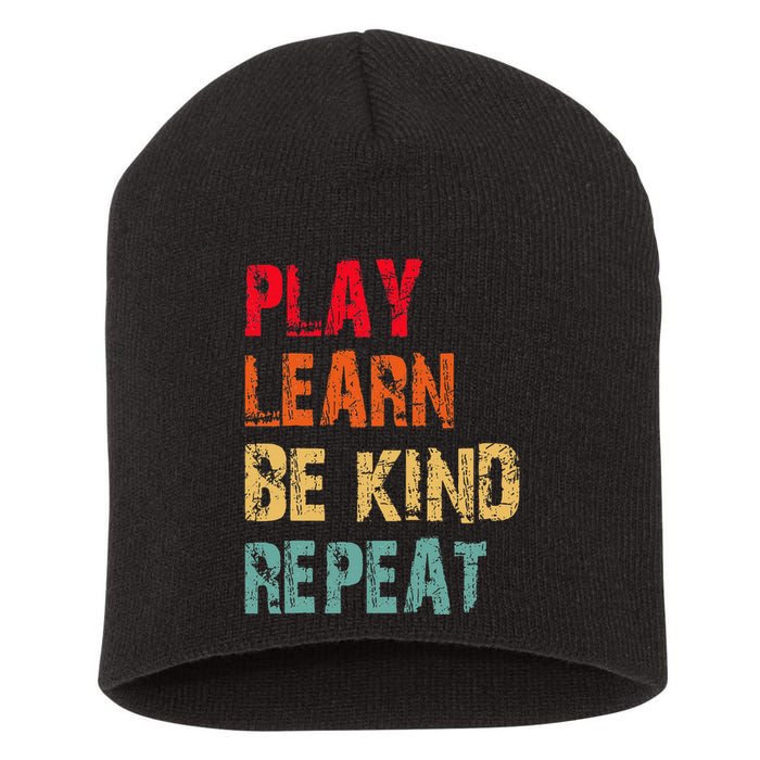 Play Learn Be Kind Repeat No Bullies Choose Kindness Retro Short Acrylic Beanie