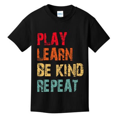 Play Learn Be Kind Repeat No Bullies Choose Kindness Retro Kids T-Shirt
