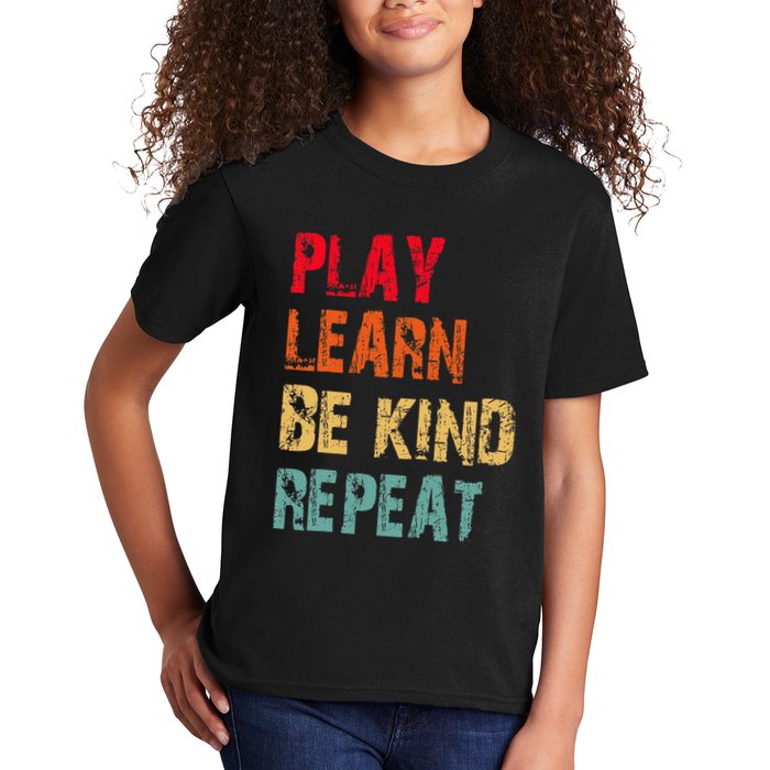 Play Learn Be Kind Repeat No Bullies Choose Kindness Retro Kids T-Shirt