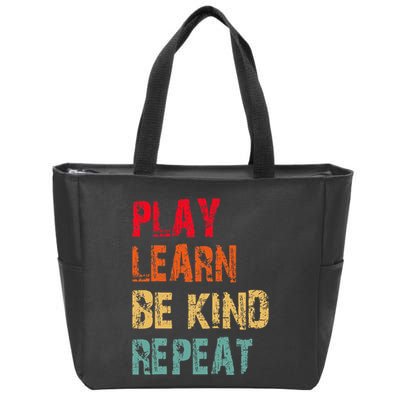 Play Learn Be Kind Repeat No Bullies Choose Kindness Retro Zip Tote Bag