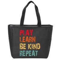 Play Learn Be Kind Repeat No Bullies Choose Kindness Retro Zip Tote Bag
