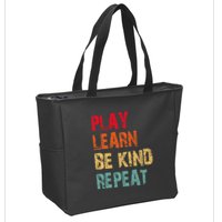 Play Learn Be Kind Repeat No Bullies Choose Kindness Retro Zip Tote Bag
