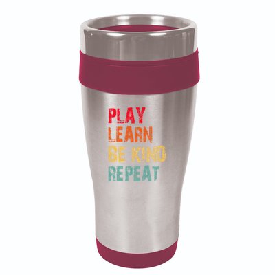 Play Learn Be Kind Repeat No Bullies Choose Kindness Retro 16oz Travel Tumbler