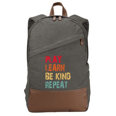 Play Learn Be Kind Repeat No Bullies Choose Kindness Retro Cotton Canvas Backpack