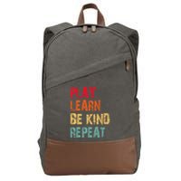 Play Learn Be Kind Repeat No Bullies Choose Kindness Retro Cotton Canvas Backpack