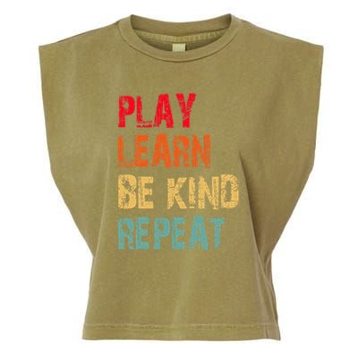 Play Learn Be Kind Repeat No Bullies Choose Kindness Retro Garment-Dyed Women's Muscle Tee